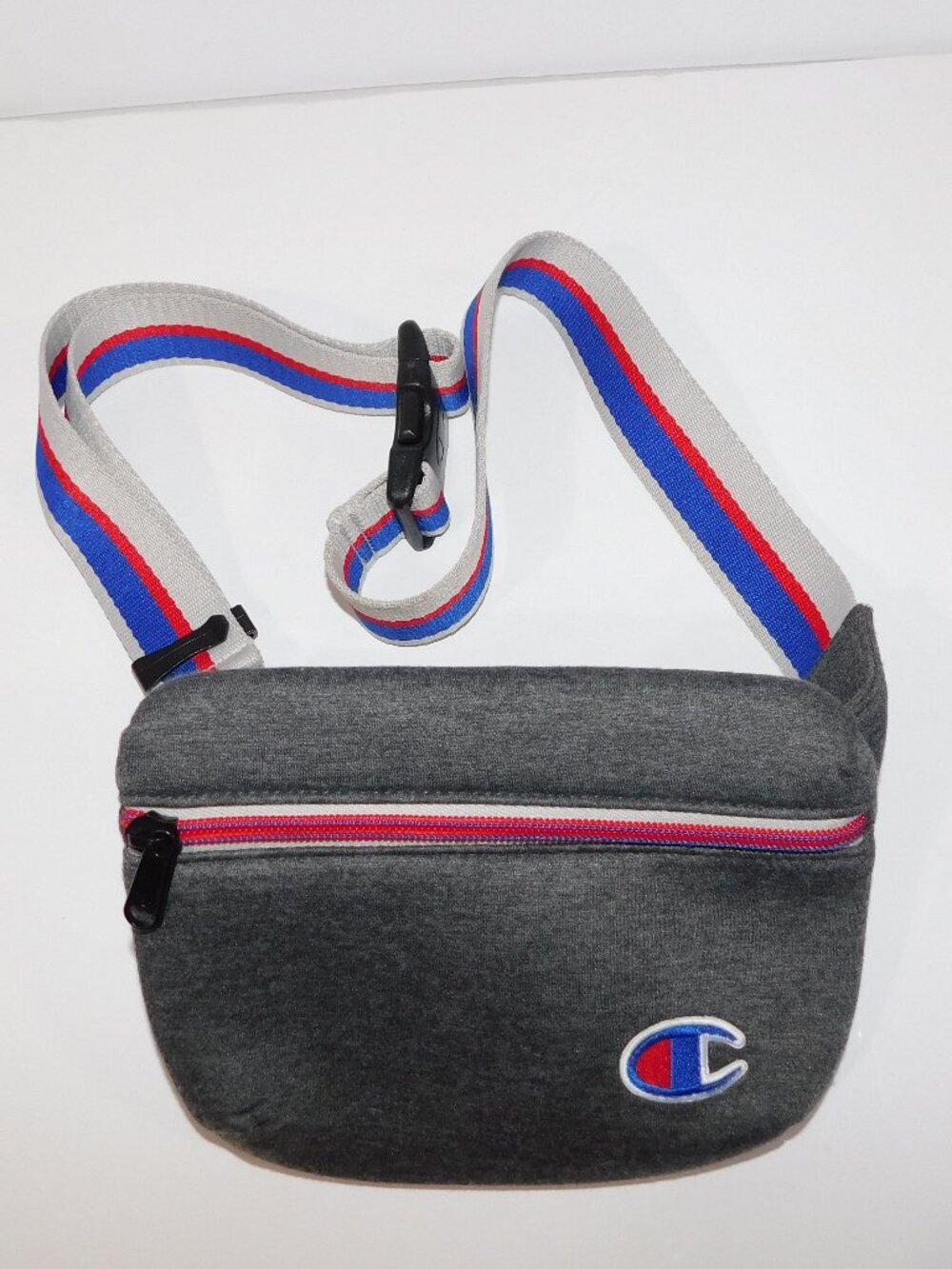 Champion Belt Waist Crossbody Bag Fanny Pack Gray Padded Red Blue ATTRIBUTE